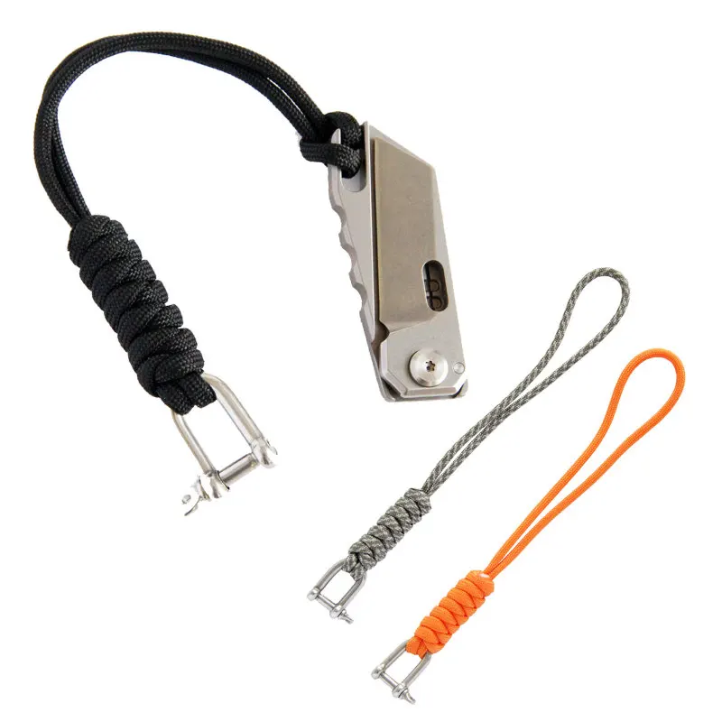 

2PCS Handmade Paracode Braided Tactical Knife Gear Lanyard with Stainless Steel Shackle Keychain Parachute Cord Rope