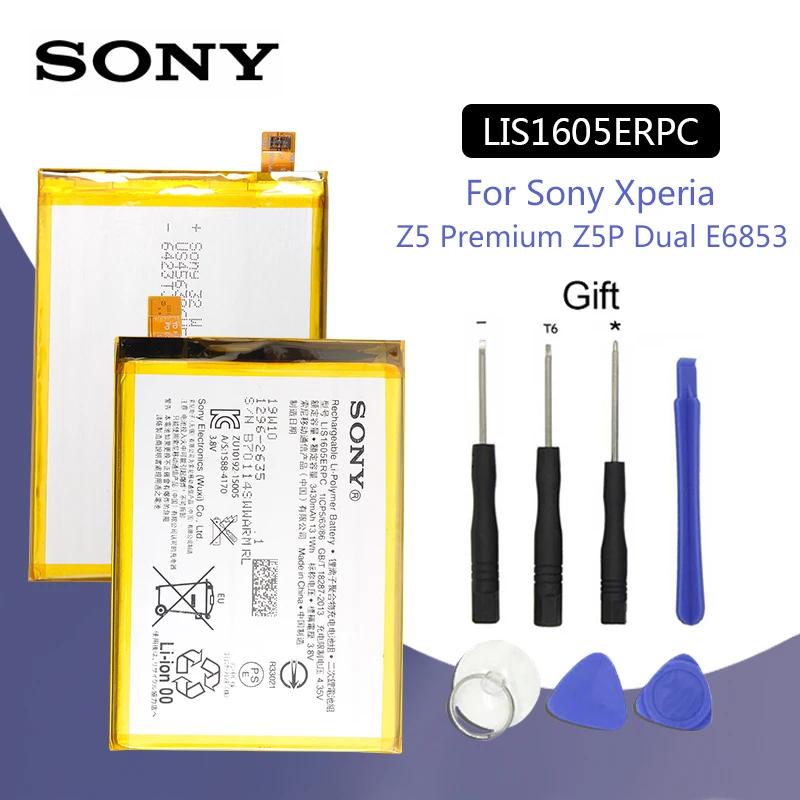 SONY Original LIS1605ERPC Phone Battery 3430mAh For SONY Xperia Z5 Premium Z5P Dual E6853 E6883 Replacement Batteria+ Tools