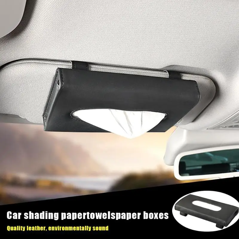 Car Tissue Box Holder Coche Sun Visor Paper PU Leather Napkin Cover Auto Interior Accessories | Автомобили и мотоциклы