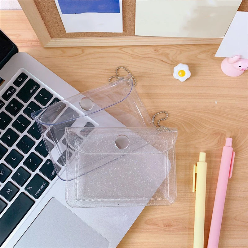 

Clear Transparent PVC ID Credit Card Holder Organizer Case Fashion Shiny Women Girls Card Pouch Unisex Coin Purse Travel Wallet