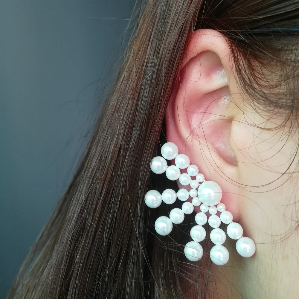 

Роскошные свадебные серьги Naija, полностью благородные жемчужные серьги, блестящие высококачественные Украшенные микро кубическим циркони...