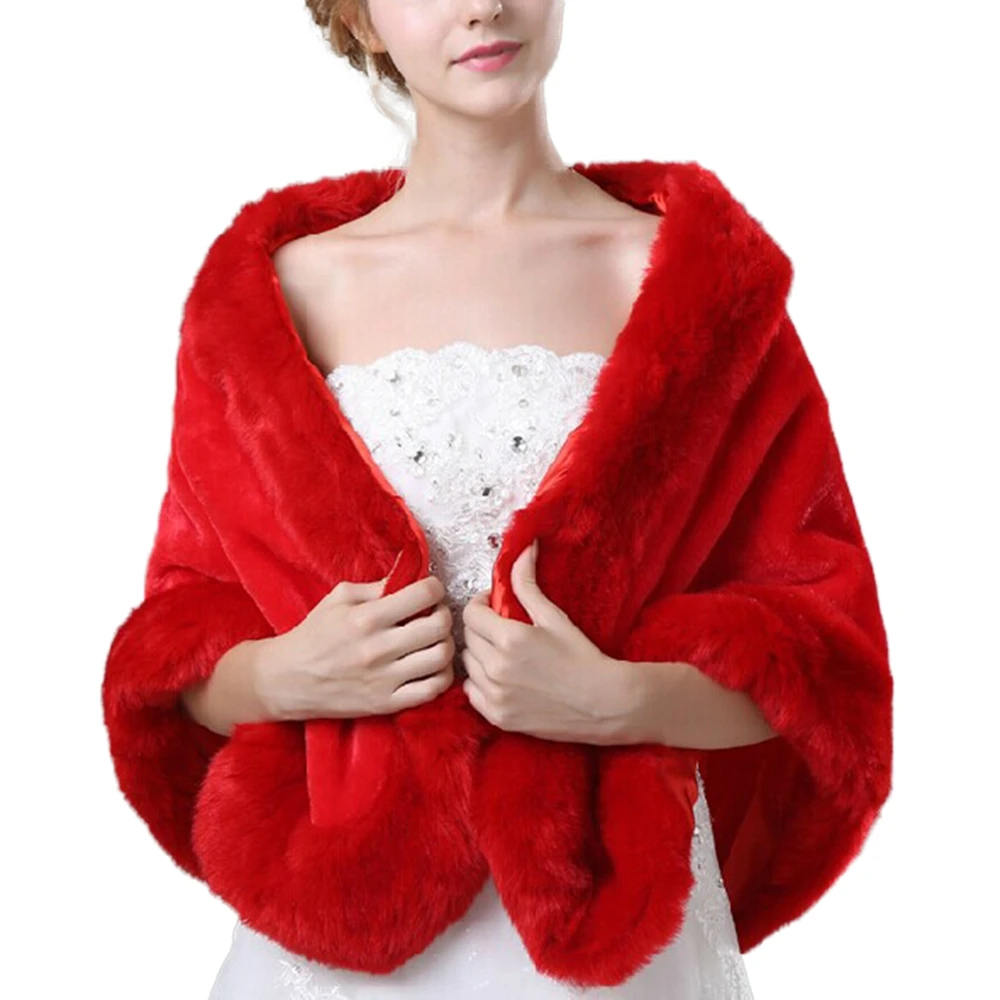 Winter Women’s Faux Fur Wraps And Shawls Fur Coat Wedding Bride Cloak Cape Shawl for Evening Party Fur Shrug от AliExpress WW