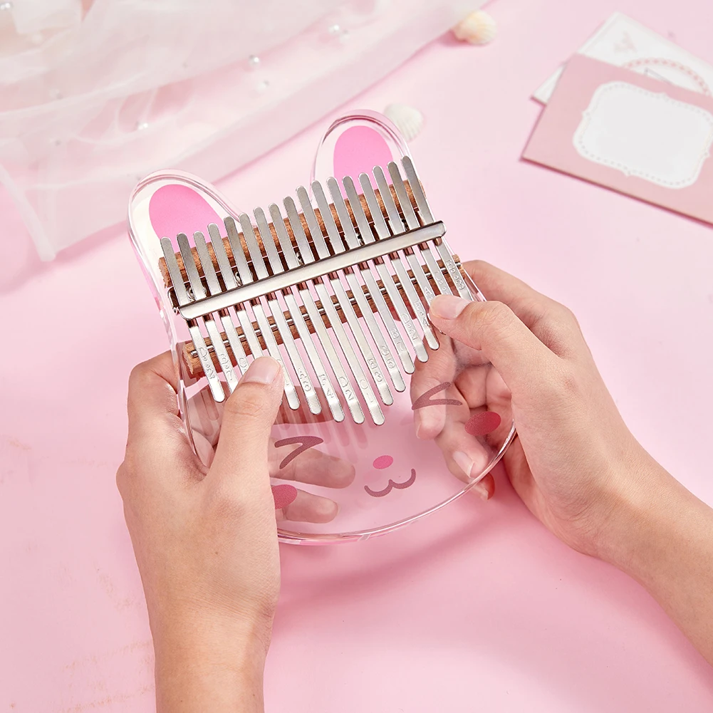 

Kalimba 17 Keys Clear Acrylic Deer/Rabbit Cartoon Shape Portable Transparent Crystal Thumb Piano Finger Piano