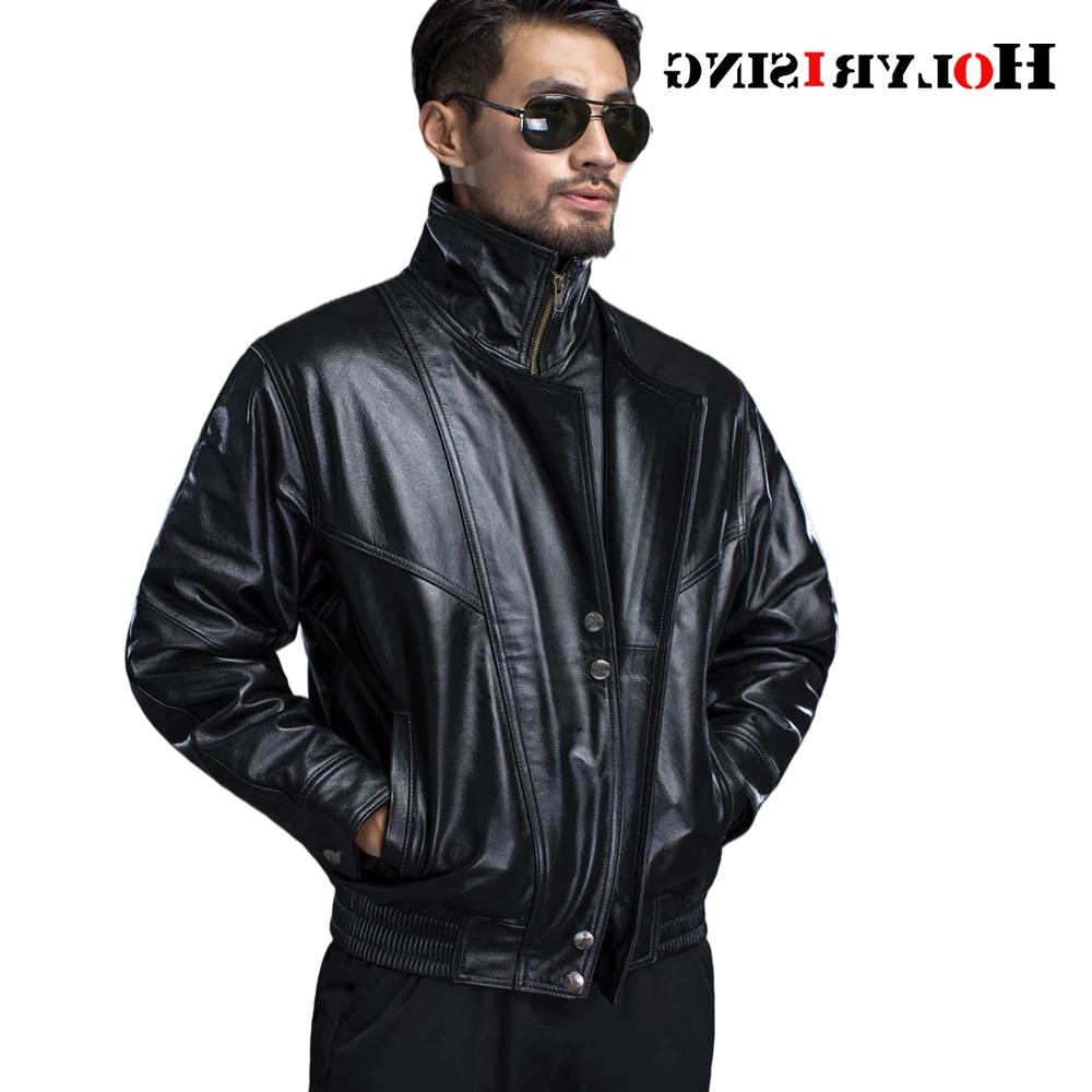 

Куртка мужская из натуральной воловьей кожи, толстая мотоциклетная верхняя одежда с отложным воротником и карманами, брендовая одежда на м...