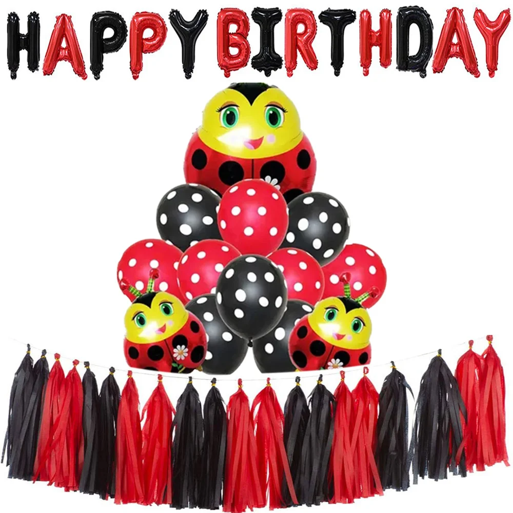 Черно-красная гирлянда с бахромой для вечеринки в честь Дня Рождения | Дом и сад