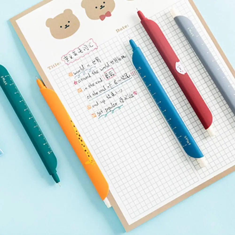 

0.5mm Creative Bookmark Gel Pen Cute Ruler Pen Marker 10 Colors Hand account Gel Pen Kawaii School Office Stationery Papeleria