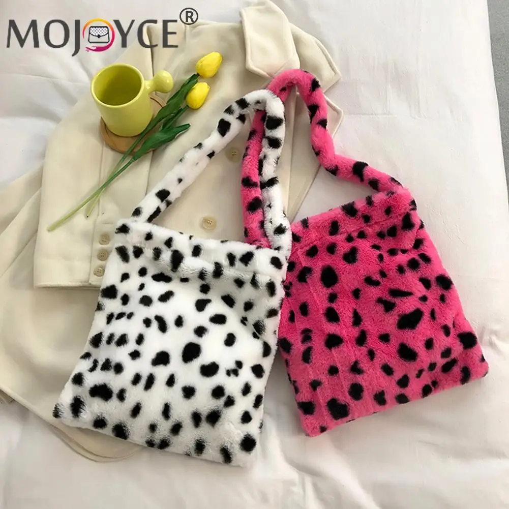 

Retro Women Shoulder Bag Creative Animal Printing Pattern Shoulder Bag Autumn Winter Plush Small Underarm Bags