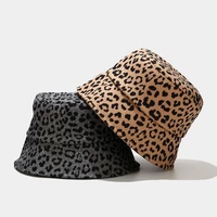 autumn winter womens bucket hats leopard print female casual outdoor keep warm caps luxury brand design