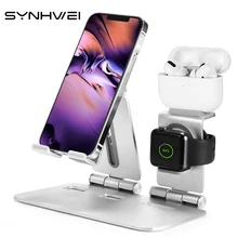 3 in 1 Alloy Desktop Phone Charger Dock Holder For AirPods 1/2 Pro Apple iWatch Stand For All iPhone iPad Android Phone Tablet