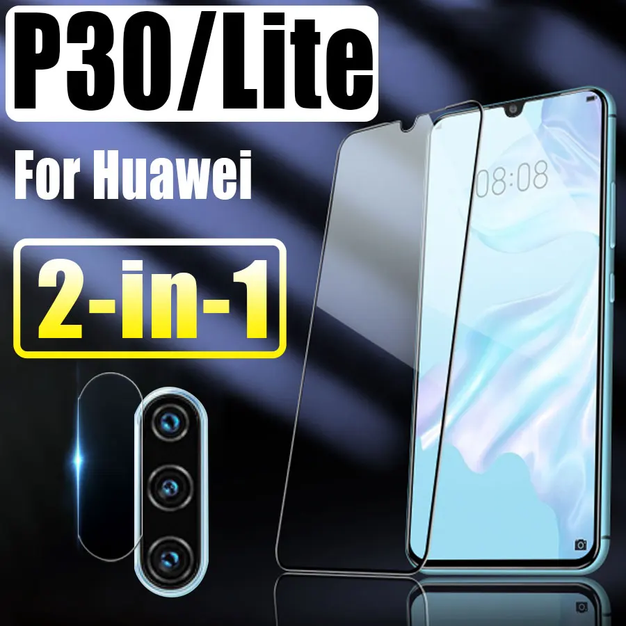 Закаленное стекло для Huawei p30 lite 2 в 1 защитная пленка экрана с объективом камеры |