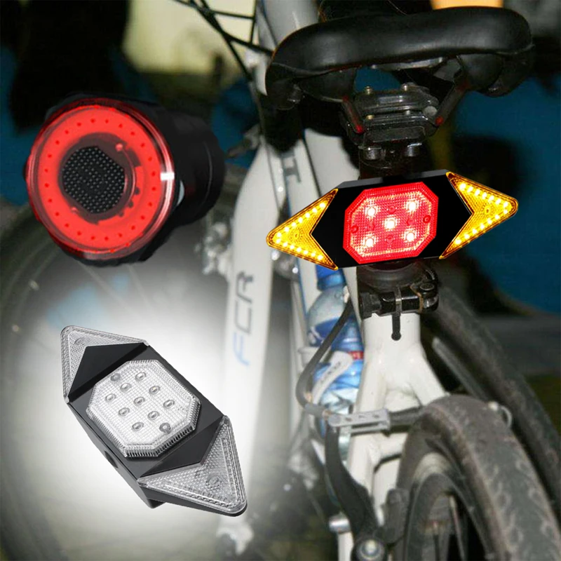 

Bike Tail Light Turn Signals USB Rechargeable Auto Start/Stop Light Wireless Remote Control Bike Taillight Bicycle Flashing Lamp