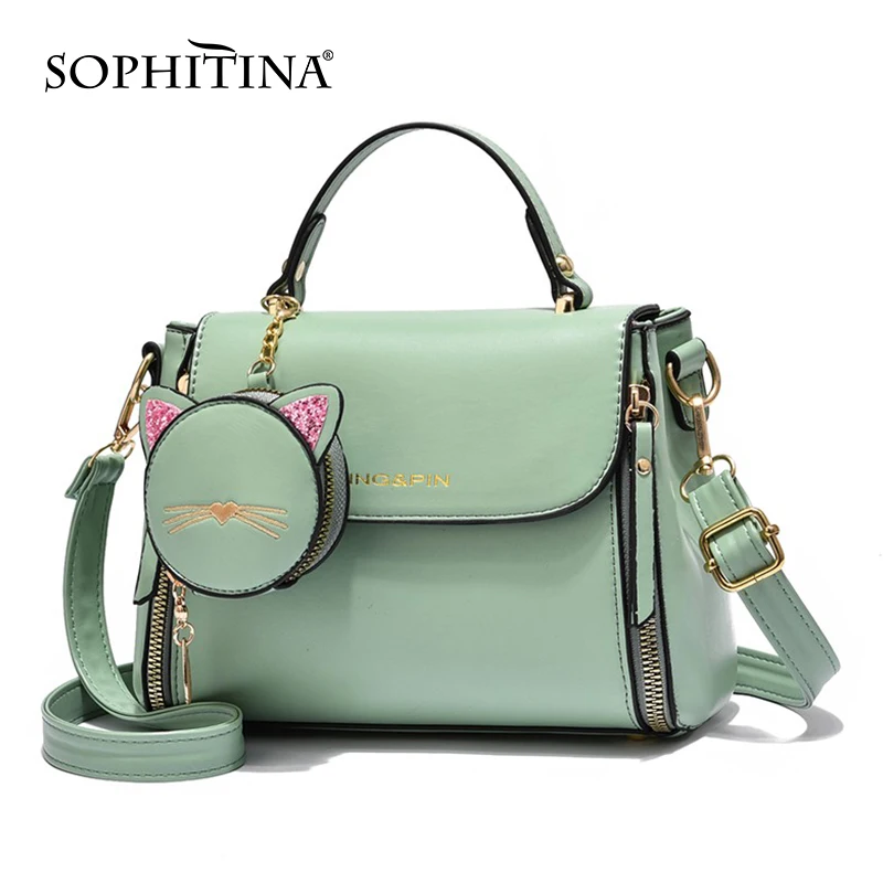 

SOPHITINA Fashion Shoulder Bags Casual Party Flap Pocket Zipper Metal Decoration Composite Bag High Capacity Women Handbags E136