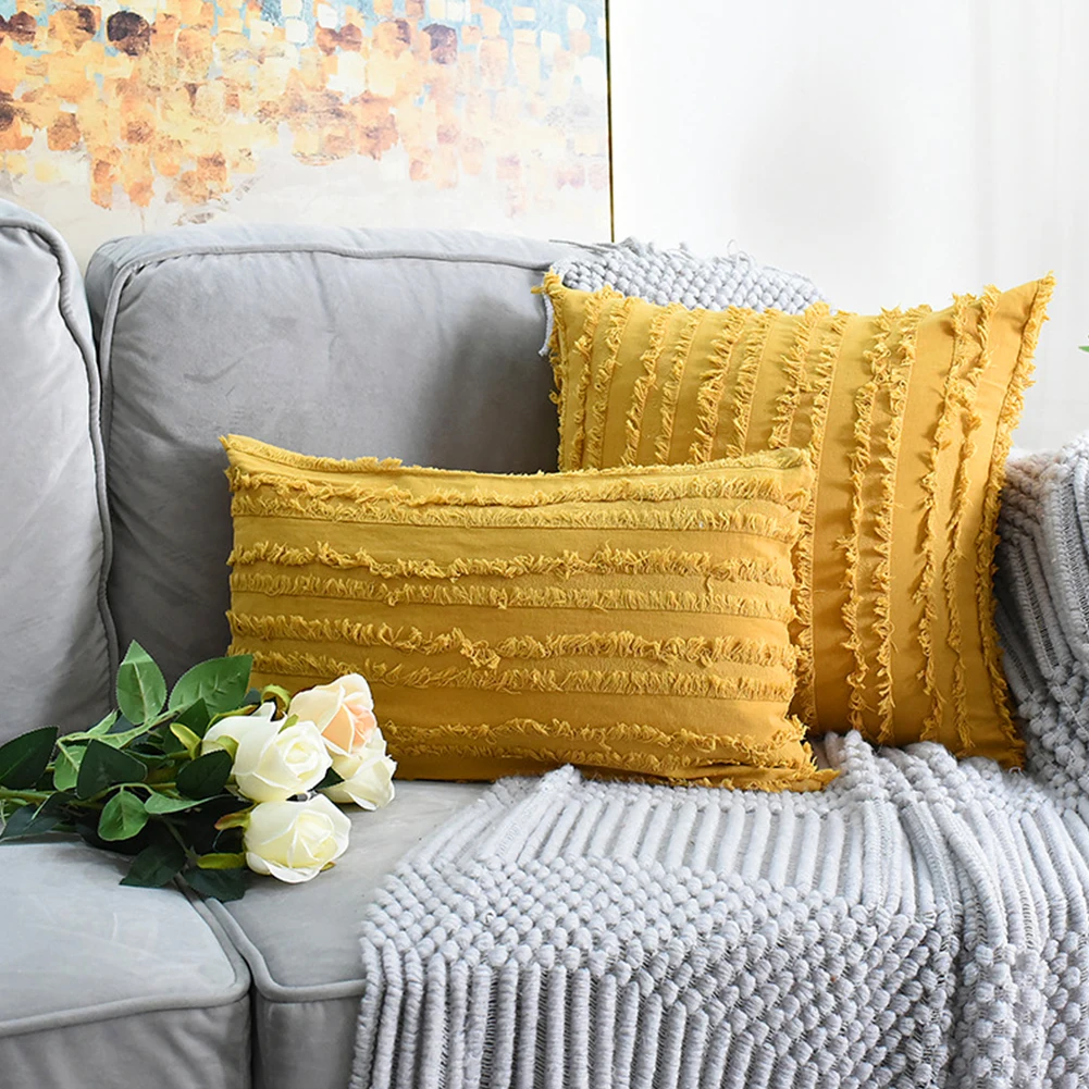 

Cushion Covers With Tassels Decorative Throw Pillow Covers Square Pillowcases For Home Sitting Sofa Bedroom Livingroom 2 Style