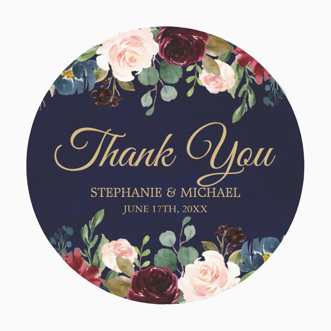 

Классические круглые наклейки ручной работы в стиле бохо, бордовые, красные, темно-синие, цветочные, в деревенском стиле, для свадьбы, праздн...