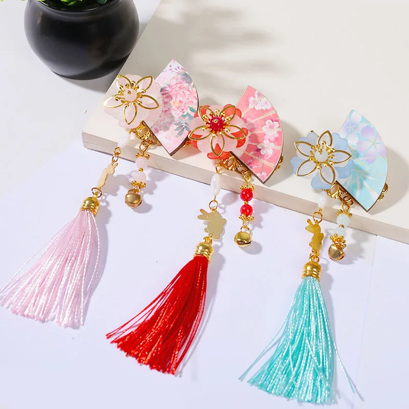 Древний Стиль головной убор прекрасный веер в форме вишня цвету кисточкой