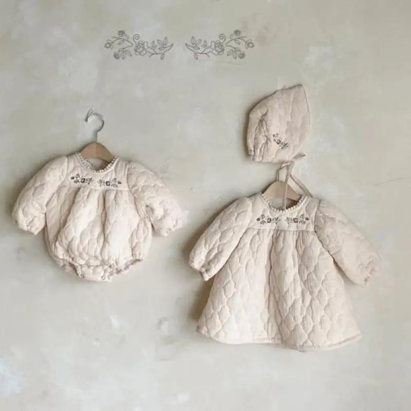 

2023 Winter Newborn Clothes Boys Fashion Out Keep Warm Infant Girls Cute Flowers Long Sleeve Jumpsuit One piece Bodysuit