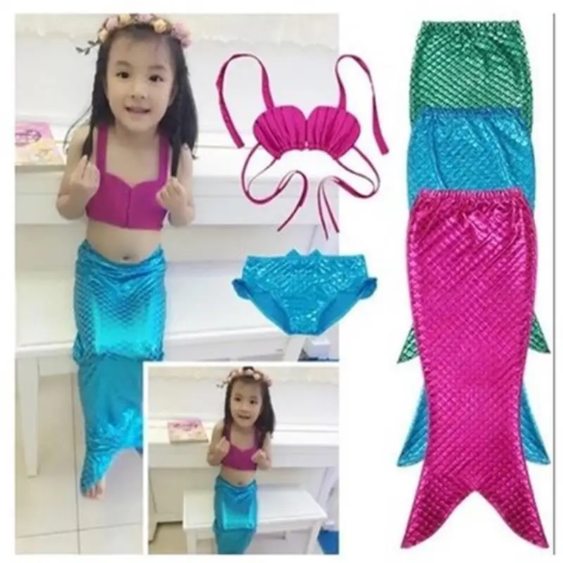 Костюм Русалочки купальный костюм из 3 предметов для девочек на день рождения