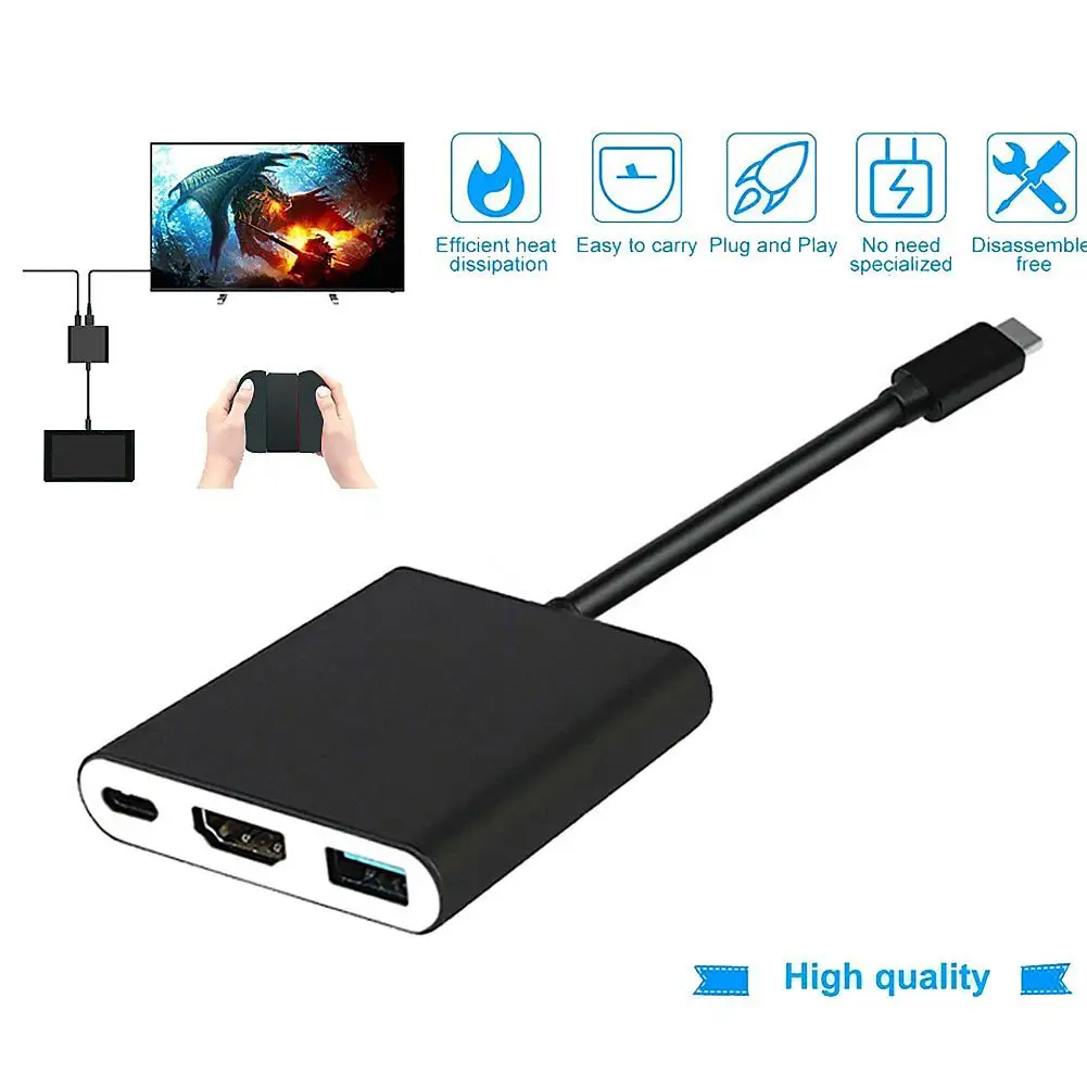 

USB-C To HDMI 3 in 1 Cable Converter For Apple Macbook USB 3.1 Thunderbolt 3 Type C Switch To HDMI 4K Hub Adapter Cable 1080P