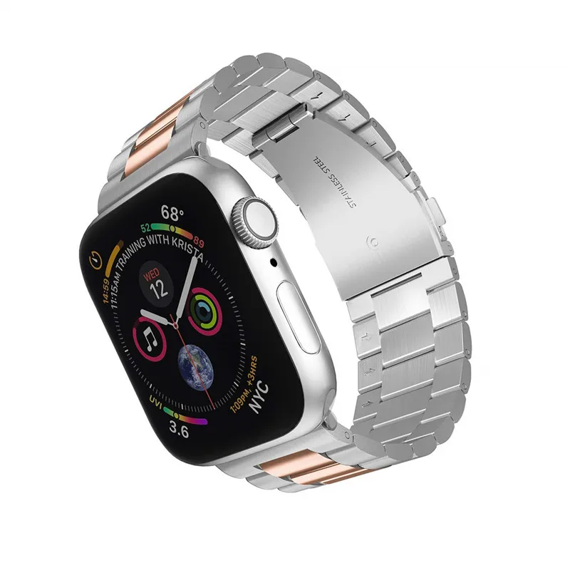 Браслет из нержавеющей стали, совместимый с Apple watch series 5 4 40 мм 44 мм, браслет со звеньями для iwatch 3 2 1 38 мм 42 мм