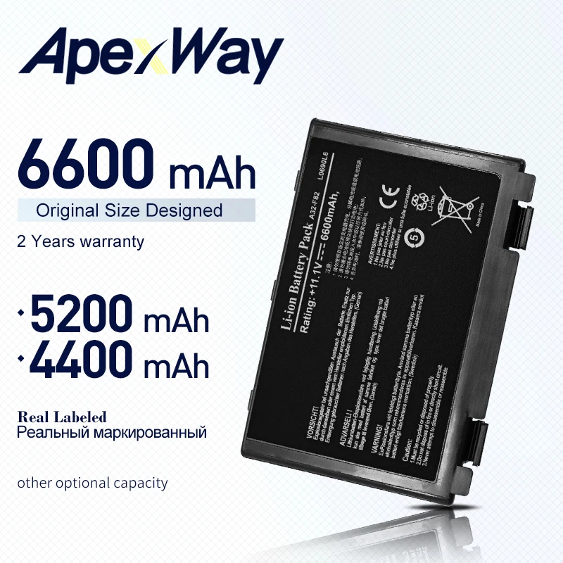 Аккумулятор ApexWay для ноутбука Asus A32 F82 k70 p50ij X70ab X70ac X70ij X70ic X8a L0690L6 L0A2016 70NLF1B2000Y