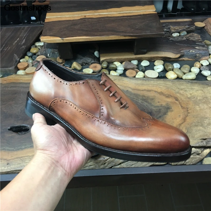 Goodyear/кожаные туфли Трендовая Мужская обувь Коровья кожа оксфорды на шнуровке в