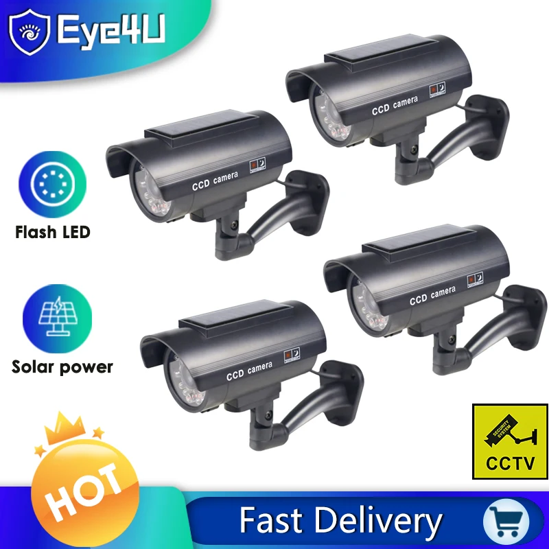 Фальшивая камера на солнечной батарее 4 шт. цилиндрическая безопасности для