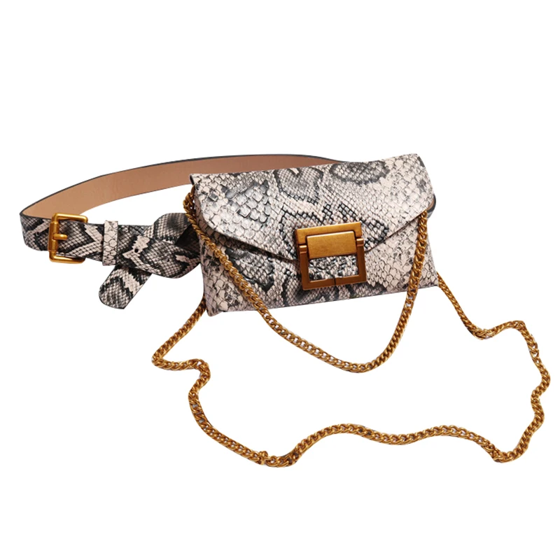 Женские сумки на талию с принтом змеи черные кошельки деловые в стиле хип хоп