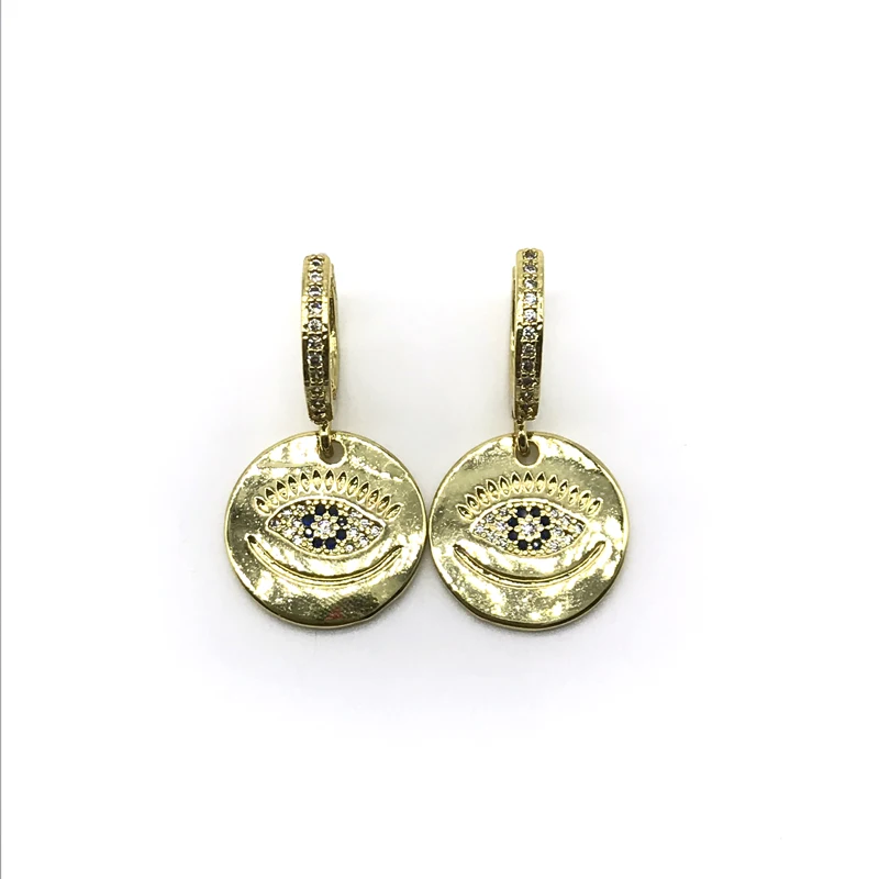 

5pairs/lot New Style Women Fashion Round Shape Eye Drop Earrings Gold Color Jewelry 2019