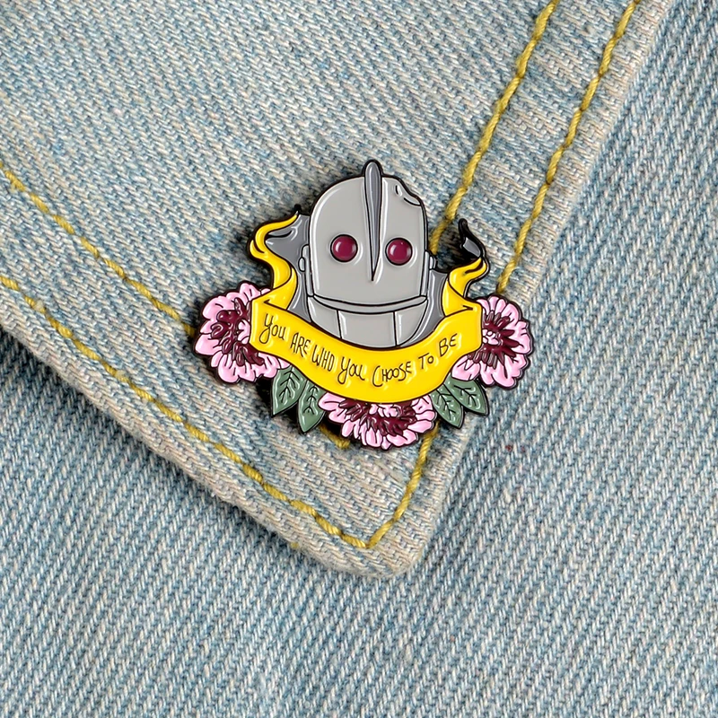 Retro Metal Robot Pins Flower Banner Cartoon Enamel Trendy Brooches Badges Bag Clothes Lapel Jewelry Gifts For Friends | Украшения и