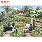 Алмазная картина FATCAT, овцы и собаки, 5d, для рукоделия, вышивка крестиком, полный квадрат, круглая дрель, алмазная вышивка, распродажа, украшения AE3100