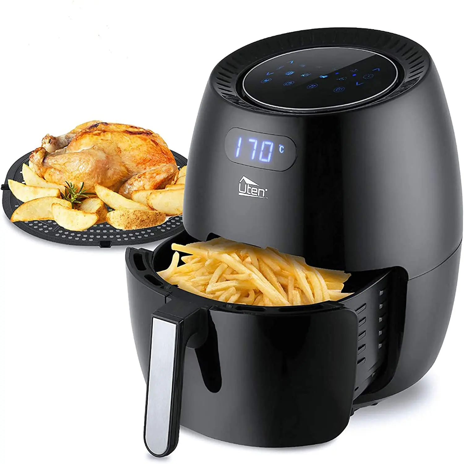 

Air Fryer, Uten 6.5L Power Air Fryer with Digital Display, Rapid Air Circulation System Adjustable Temperature CF51
