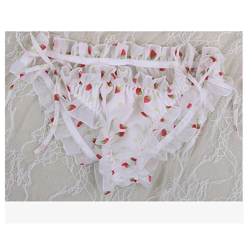 Сексуальное и милое нижнее белье с принтом клубники прозрачный кружевной