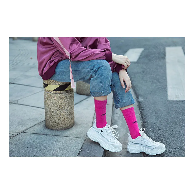 

Embroidery B letter cotton socks women Skateboard street sports Casual funny socks Loose Korean Candy Colors Pink Socks Harajuku