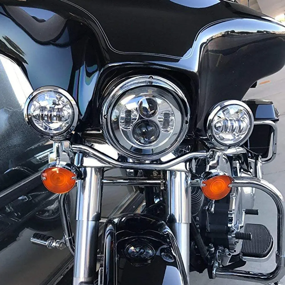 

Set 7'' LED Projector Headlight 4-1/2" LED Auxiliary Fog Passing Light Lamp For Touring Electra Glide Softail Night Train Fatboy