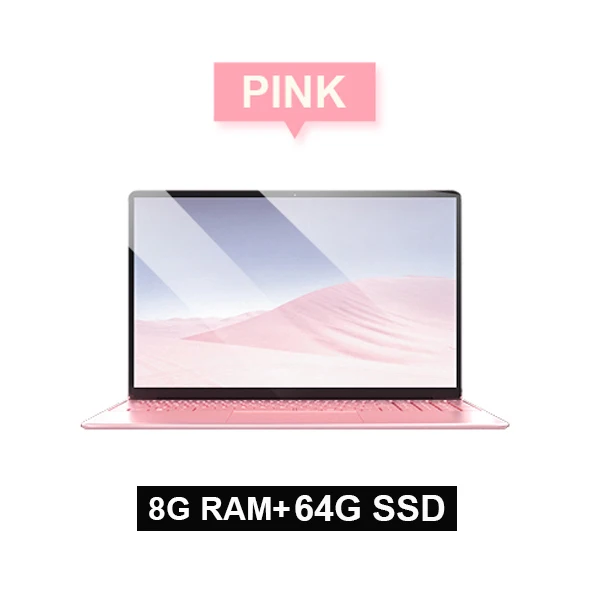 Pink 64G ROM Metal Laptop 15.6 inch With Backlit Keyboard Notebook Computer Intel Quad Core Ultrabook With Win10 OS For Student Game Netbook - Цвет: Pink 64G ROM