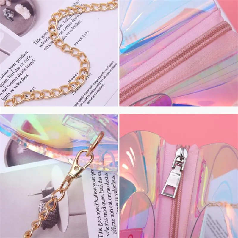 Женская прозрачная сумка-мессенджер разноцветная блестящая сумка через плечо из