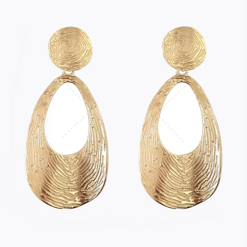 Серьги модные брендовые с металлической текстурой Большие капли воды Висячие серьги для женщин круглые серьги в стиле панк ювелирные изделия Genshin Impact