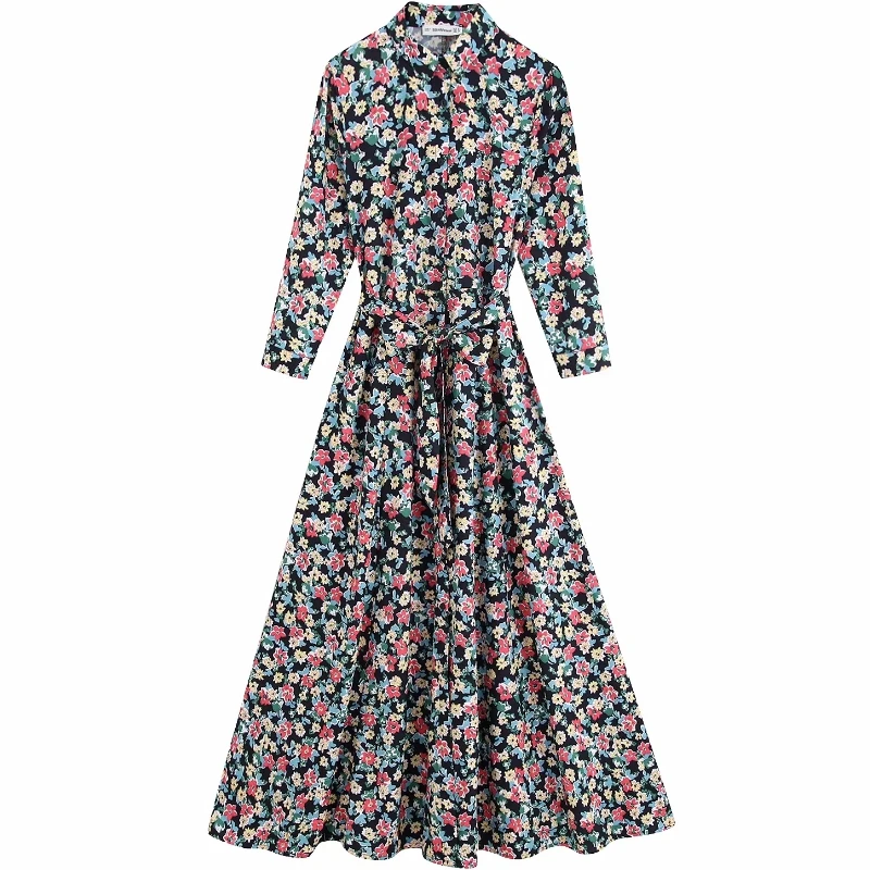 2019 для женщин в винтажном стиле с цветочным принтом vestidos бaнтoм цвeтныe рисyнки