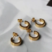 waterproof tarnish free minimalist pvd plated hoop earrings stainless steel jewelry