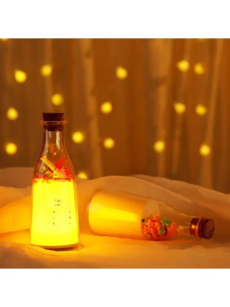 Цветной СВЕТОДИОДНЫЙ ночсветильник в виде бутылки с молоком для пожеланий