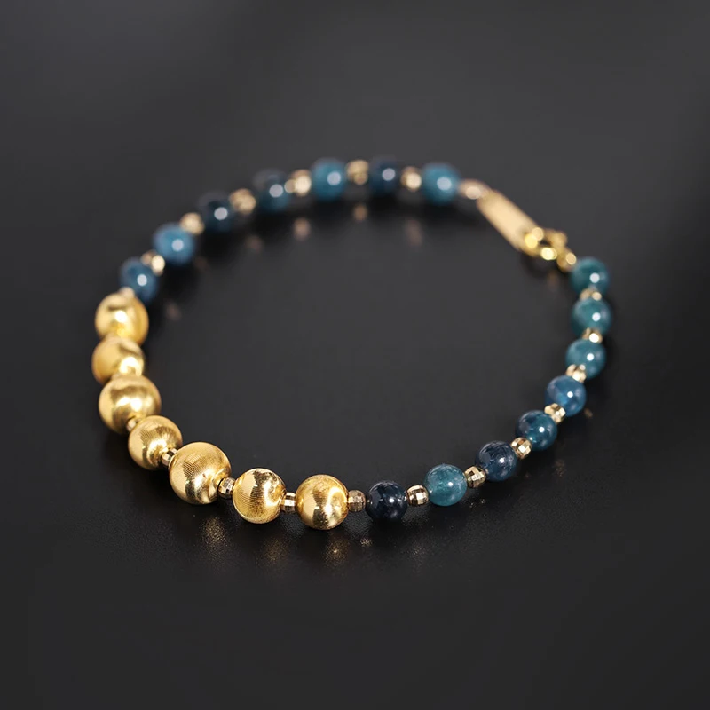 

DAIMI Blue Tourmaline Bracelet Female 18k Gold Cat Eye Passepartout Bracelet Niche Design Customization