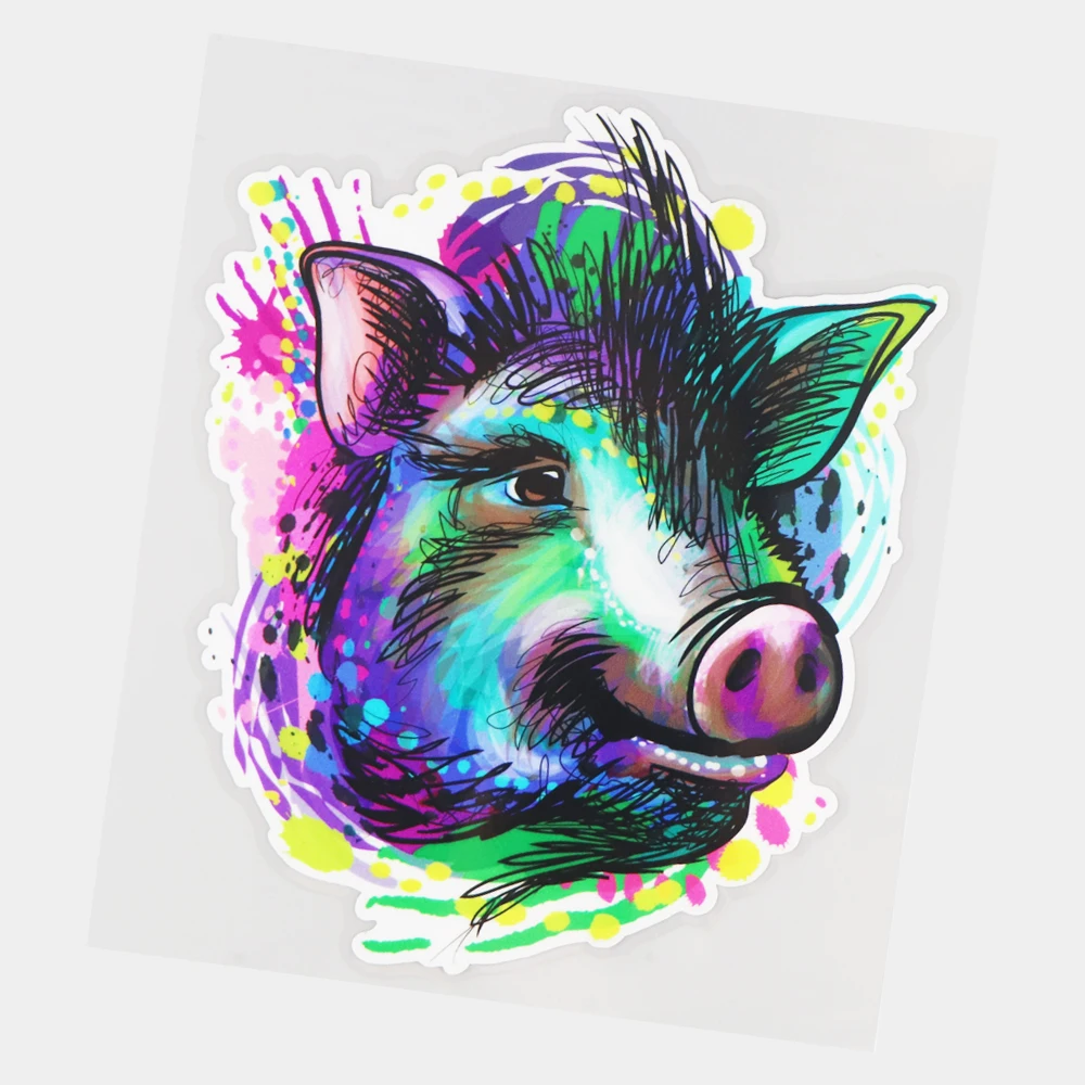 

JuYouHui Exterior Accessories Decal Creative Watercolor Painting Pig Head Window Decals Cute Cartoon Car Sticker