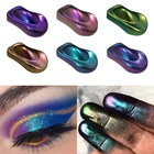 Зеркальные лазерные пудра Хамелеон для ногтей, 10 гкоробка, блестящие порошки, полимерные наполнители для ногтевого дизайна, хромированная пигментная пыль, украшение сделай сам