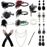 1920s accessories headband necklace gloves cigarette holder flapper costume accessories party dress for women set for women