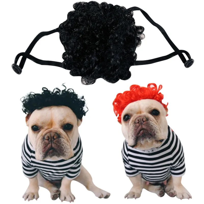 

Pet Dog Cat Headgear Costume Wig Braids Curly Headdress for Puppy Kitten Halloween Christmas French Bulldogs Cute Decoration