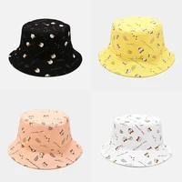 unisex cotton double sided cartoon dog print bucket hat fisherman hat outdoor travel hat sun cap hats for men and panama for wom