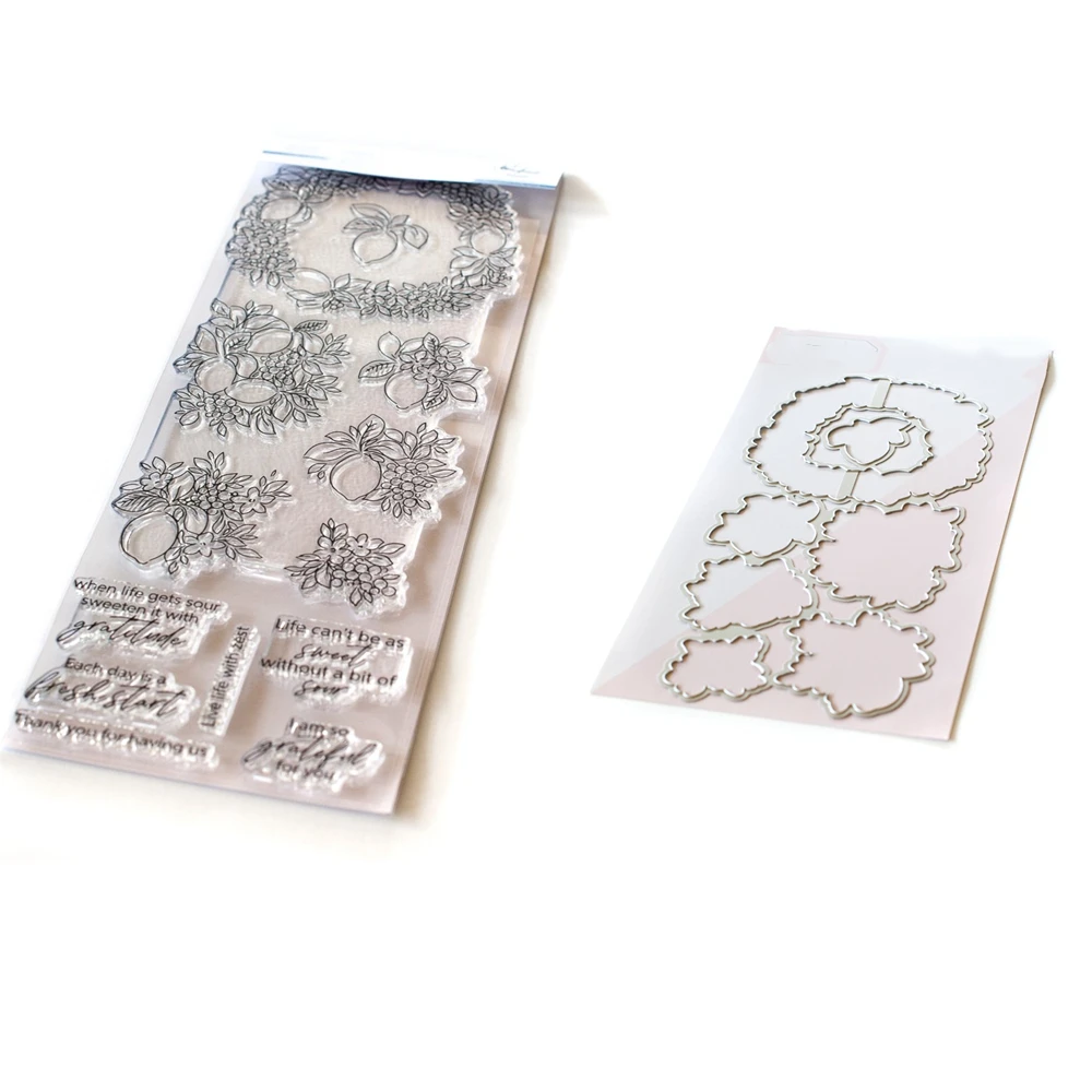 

Lemon And Blueberry Flower Cutting Dies & Stamps Scrapbook Diary Decoration Stencil Embossing Template DIY Greeting Handmade