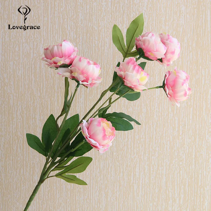 Маленькие пионы искусственная Цветочная ветка сделай сам 7 головок пион Шелковый