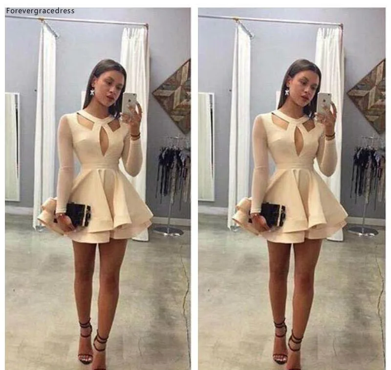 2019 дешевые короткая одежда с длинным рукавом платье для выпускного вечера линия