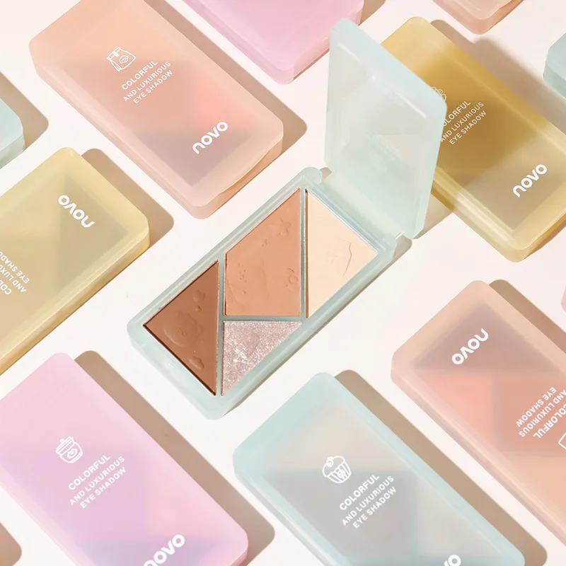 

4 Colors New Matte Pearly Eyeshadow Palette Style Portable Natural Waterproof Long-lasting Geometry Makeup Eye Shadow Beauty